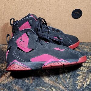 Jordan True Flight Black and Sports Fuchsia High Tops- Size 3